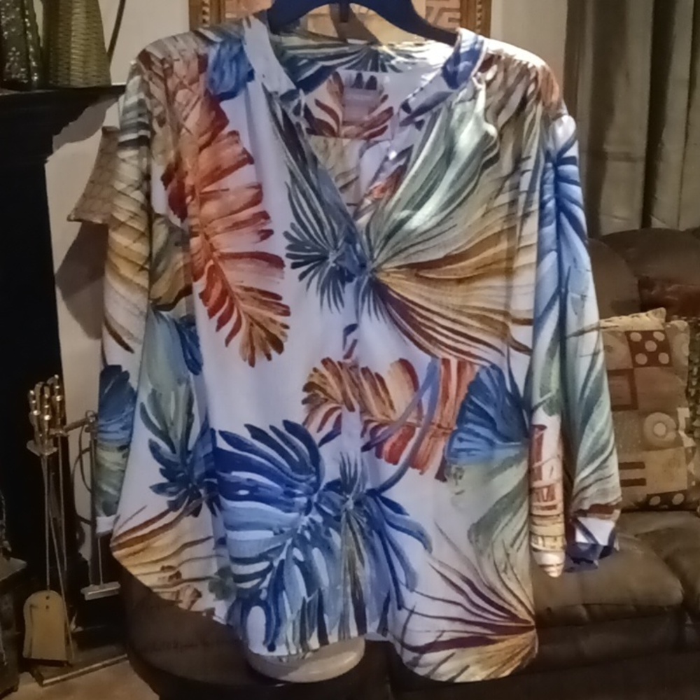 Chico's Polyester Multi-Colored Foliage Print Blo… - image 3